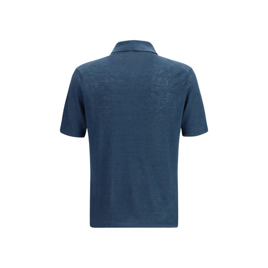 Blue Linen Polo Shirt