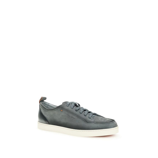Gray Calf Leather Bos Taurus Low Top Sneakers