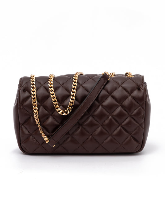 Brown Quilted Leather Shoulder Strap Bag