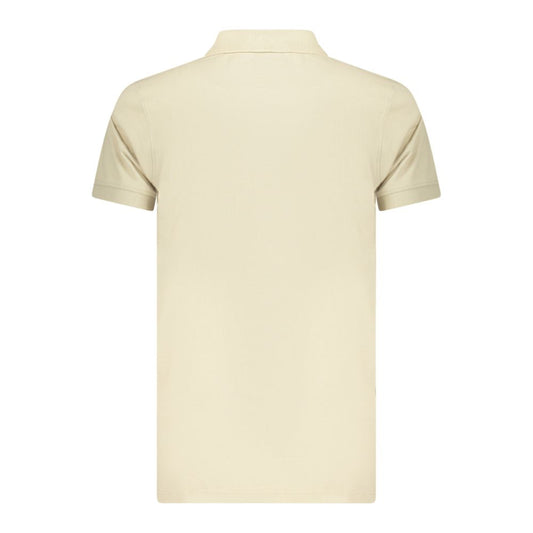 Beige Cotton Men Polo Shirt