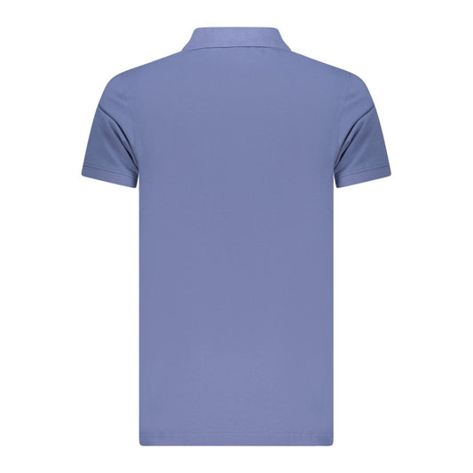 Blue Cotton Men Polo