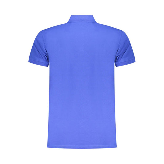 Blue Cotton Men Polo Shirt