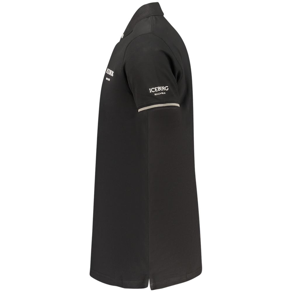 Black Cotton Men Polo Shirt