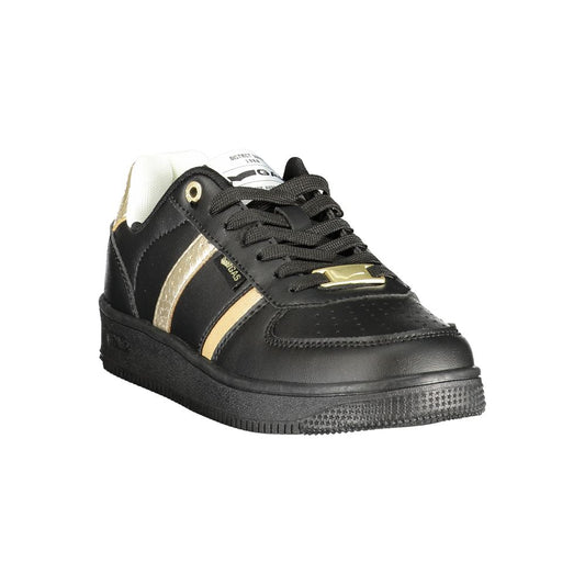 Black Polyester Athletic Sneakers