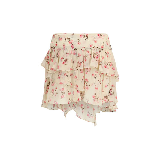 Beige Viscose Mini Skirt