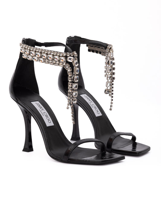 Black Leather Verity 100 Sandals