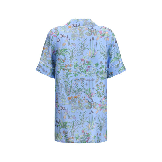 Blue Silk Pattern Shirt