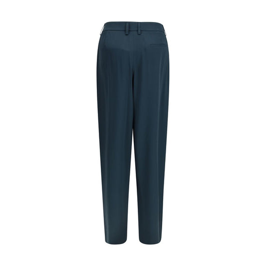 Blue Silk Casual Pants