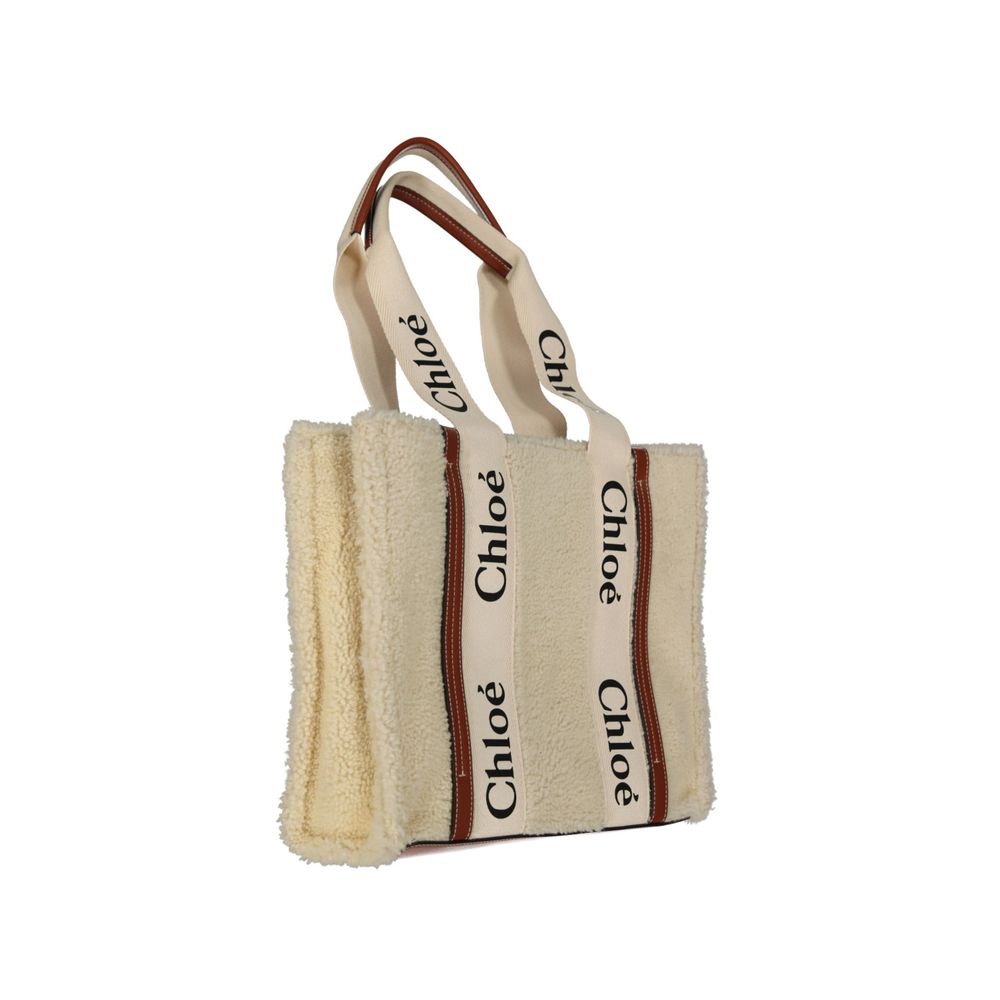Beige Lamb Fur Tote Bag