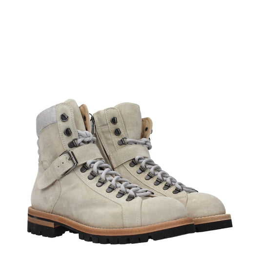 Beige Leather Ankle Boots