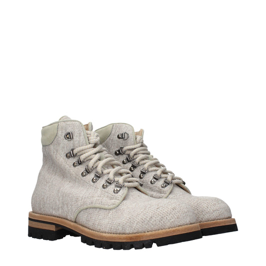 Beige Fabric Ankle Boots