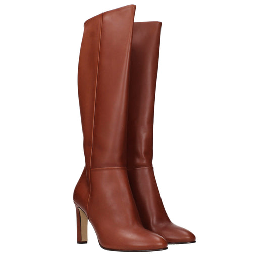 Brown Leather High Heel Boots