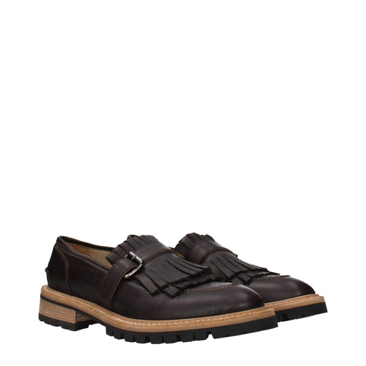 Brown Leather Slip-On Loafers