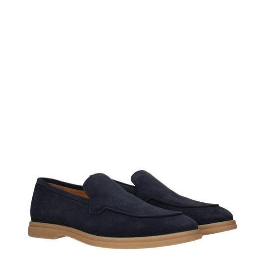 Blue Leather Slip-On Loafers