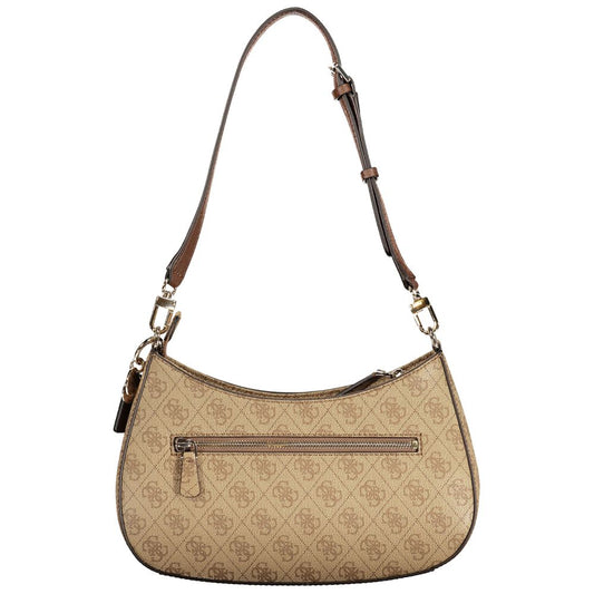 Beige Polyurethane Women Handbag