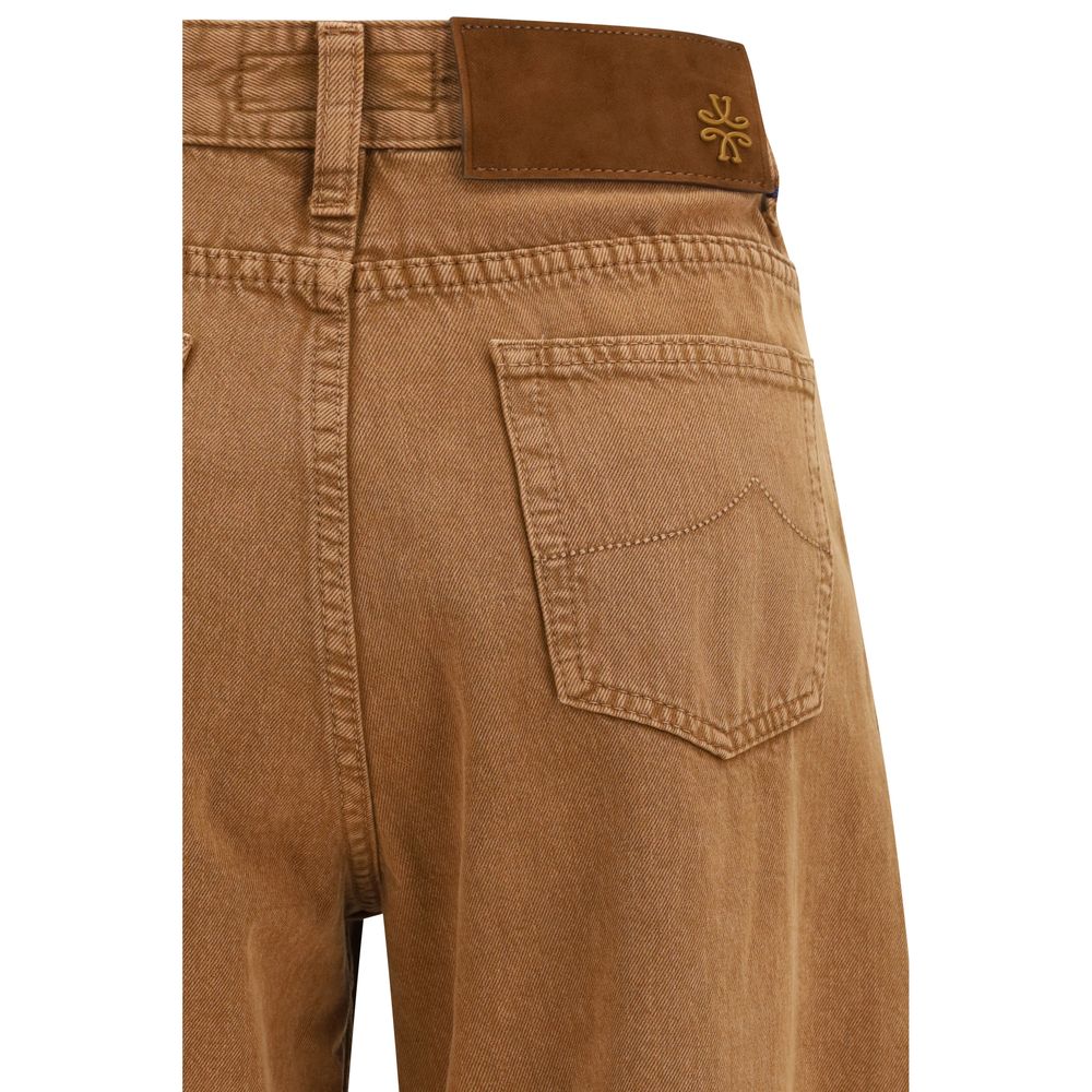 Brown Cotton Relaxed Fit Jeans