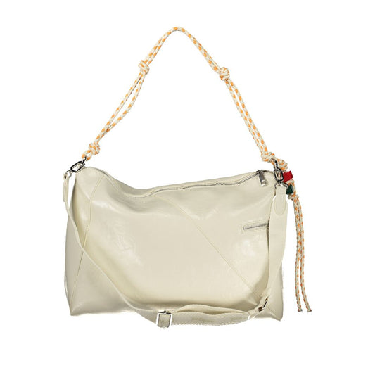 Ecru Polyurethane Women Handbag