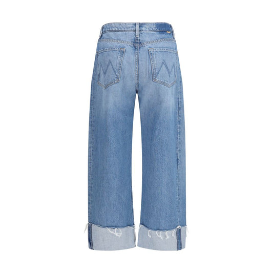 Blue Cotton Cropped Jeans