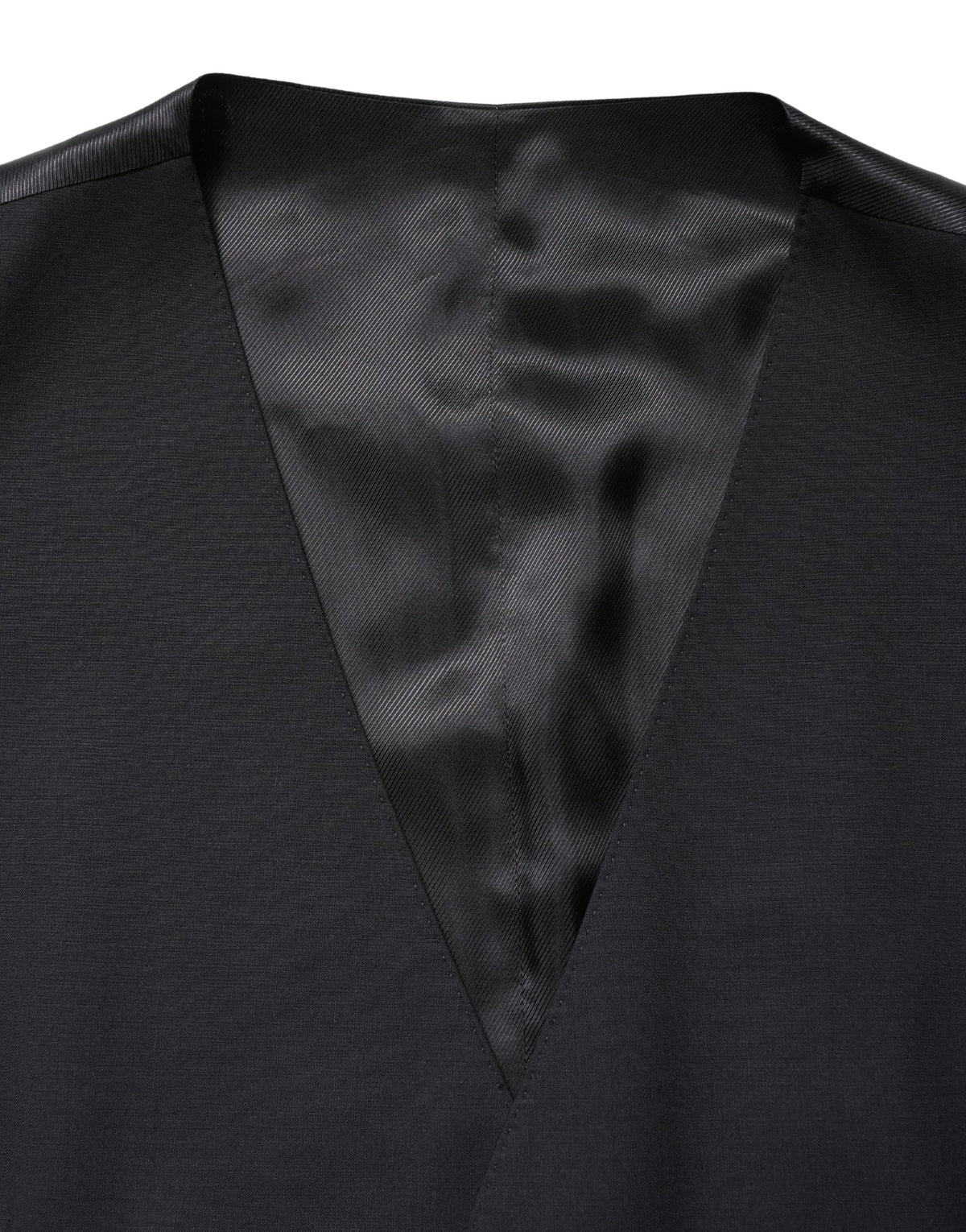 Black Wool Single Breasted Waistcoat Vest