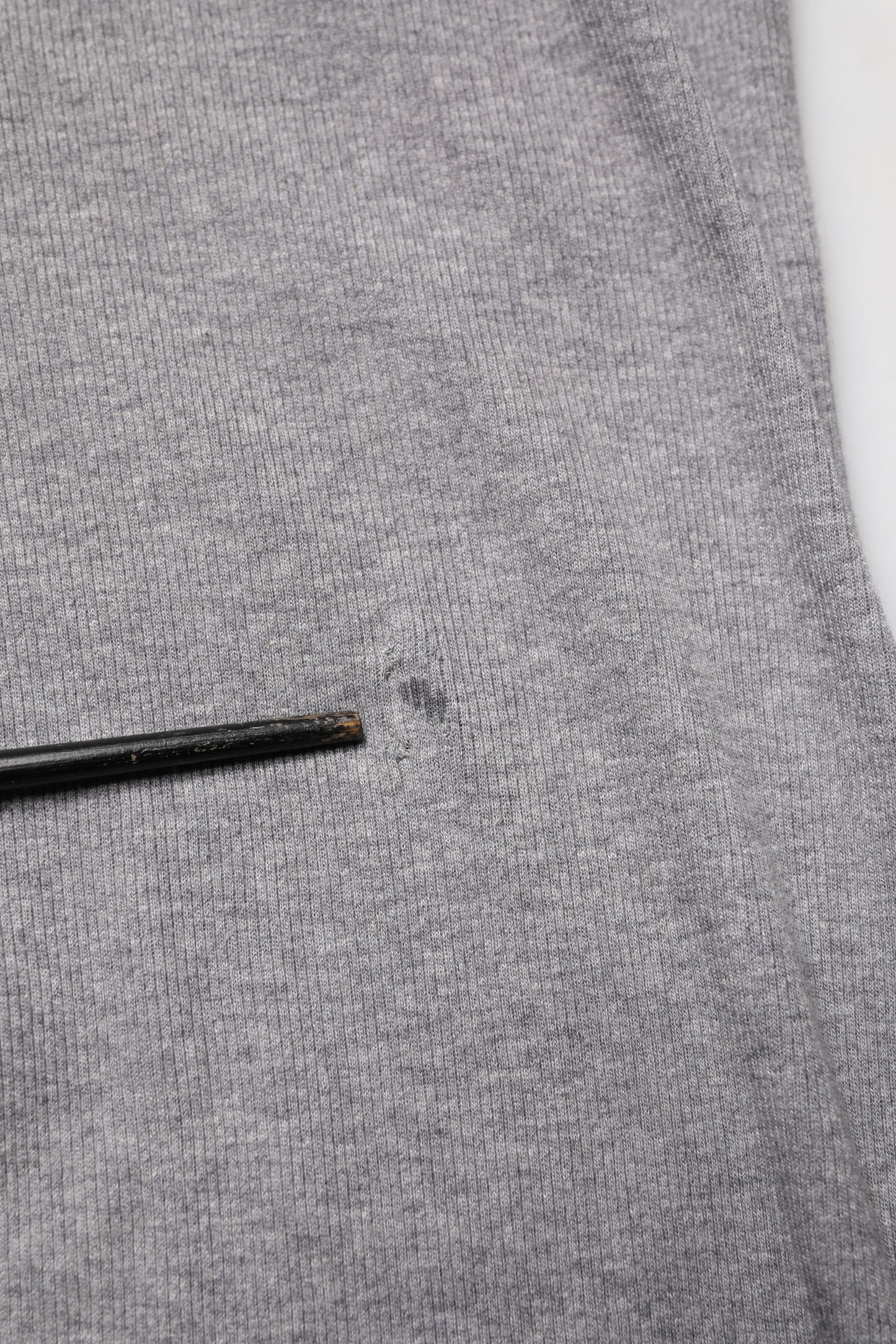 Gray Ribbed Cotton Long-Sleeve Henley T-shirt