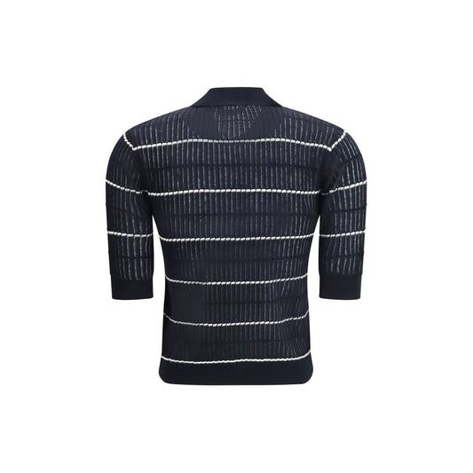 Blue Silk Polo Shirt