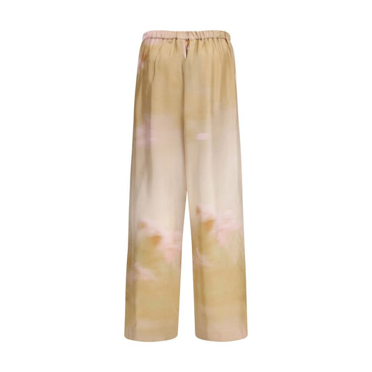 Multicolor Silk Casual Pants