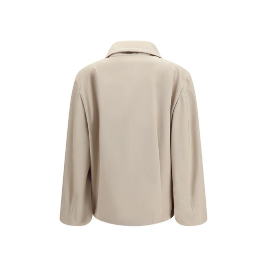 Beige Polyester Full-Length Jacket