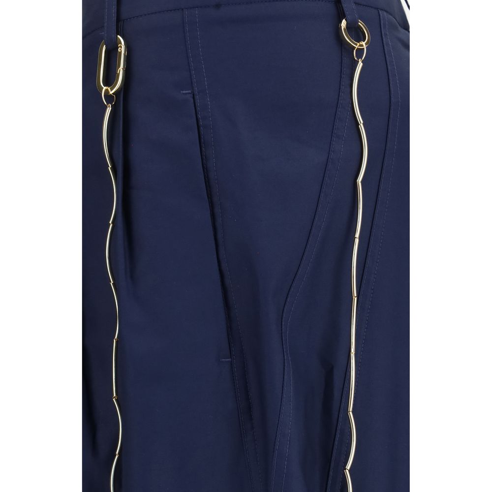 Blue Cotton Casual Pants