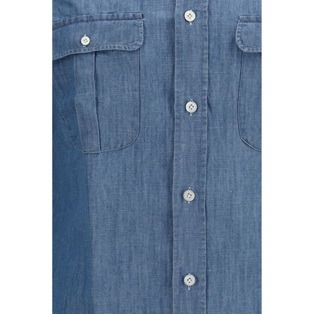 Blue Cotton Dress Shirt