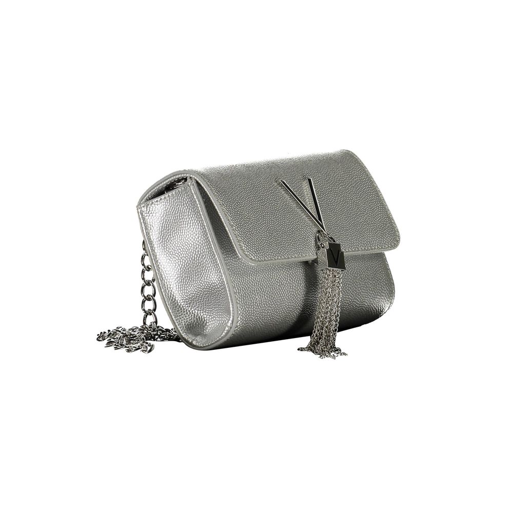 Silver Polyurethane Women Bag