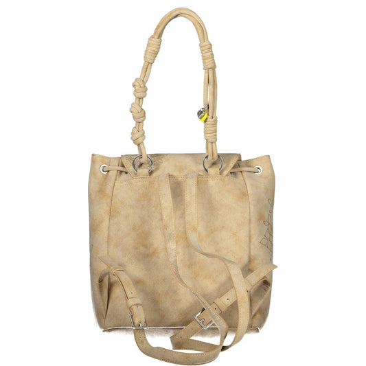 Beige Polyurethane Women's Backpack