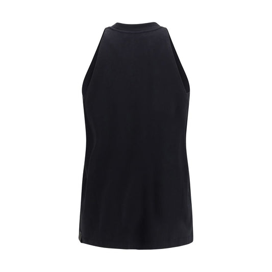 Black Cotton Sleeveles T-Shirt