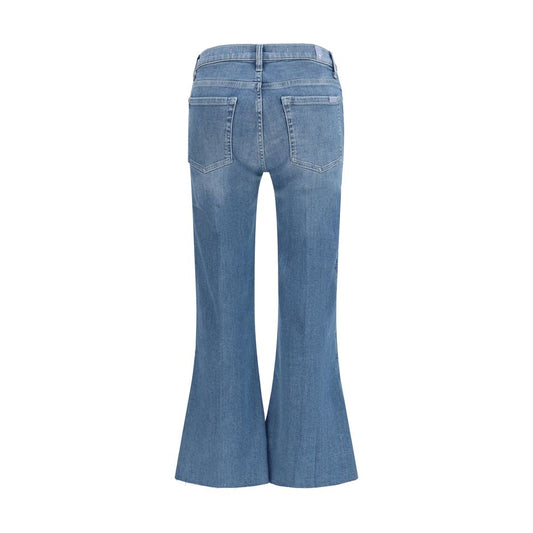 Blue Cotton Flared Jeans