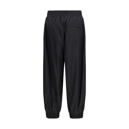 Black Nylon Casual Pants