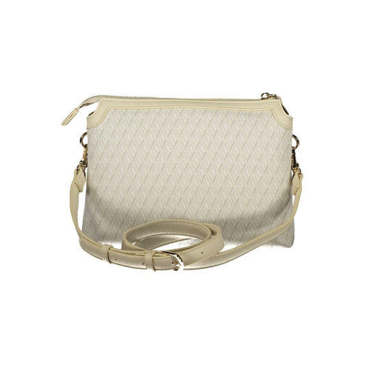 Beige Polyurethane Women's Bag with Adjustable Shoulder Strap