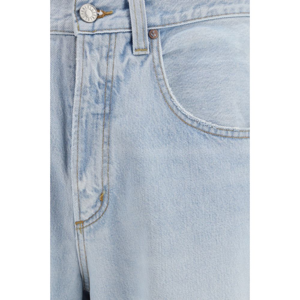 Blue Cotton Tapered Jeans