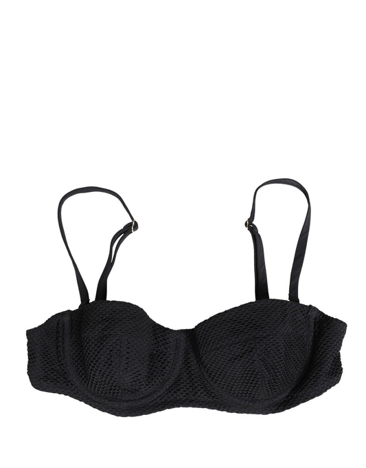 Black Nylon Padded Balconnet Brassiere Underwear