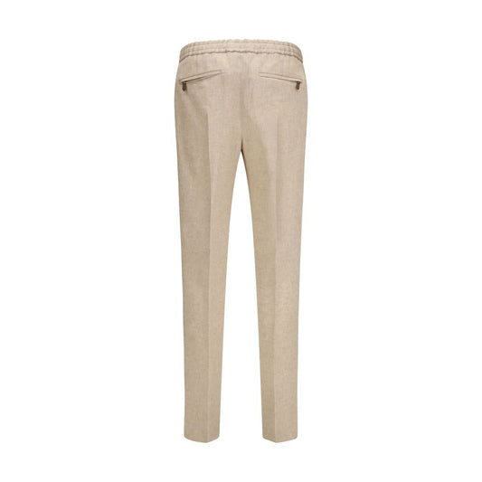 Beige Linen Casual Pants