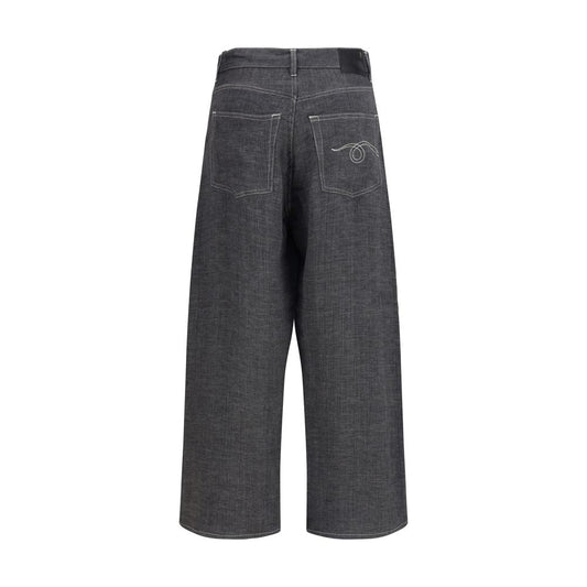 Gray Linen Relaxed Fit Jeans