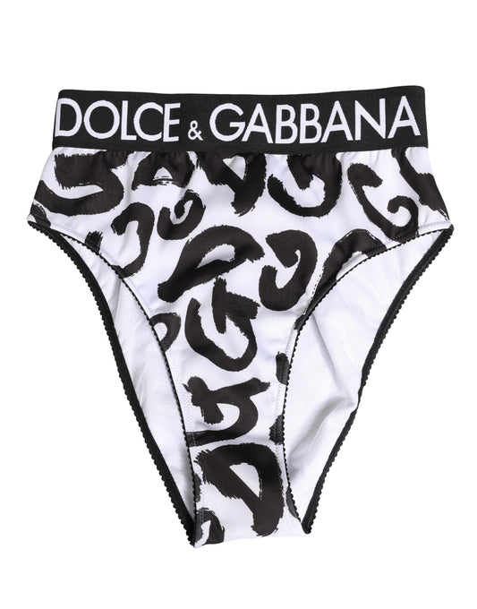Black White Graphic Logo High Brief Underwear