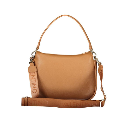 Brown Polyurethane Women's Bag with Removable Shoulder Strap