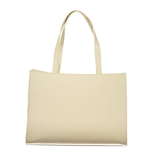 Beige Polyurethane Womens Bag With Multiple Pockets