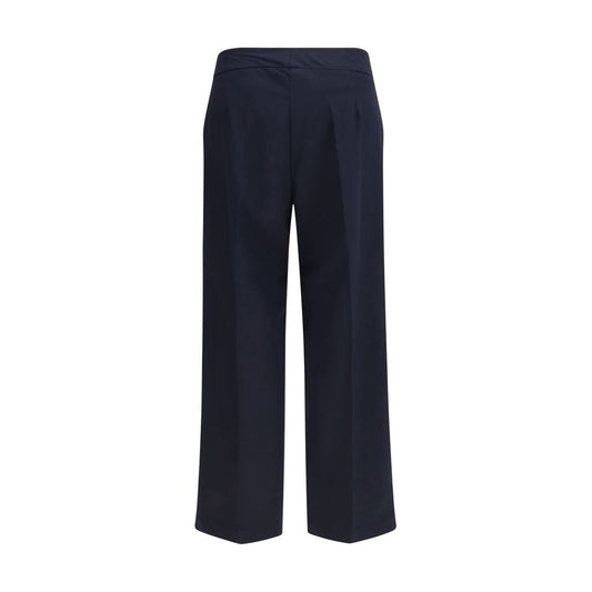 Blue Polyester Casual Pants