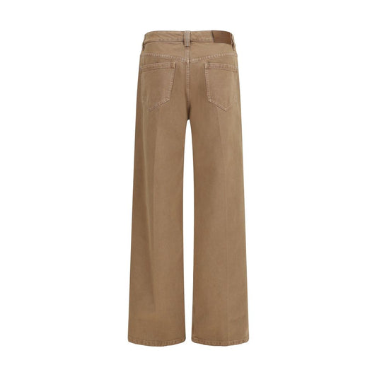 Brown Cotton Straight-Leg Jeans