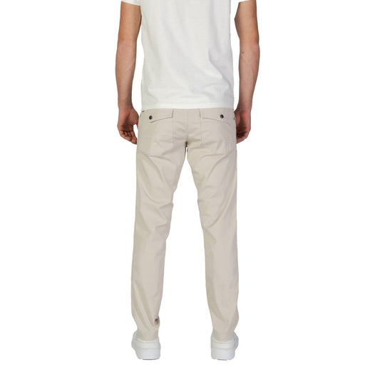 Beige Cotton Casual Pants