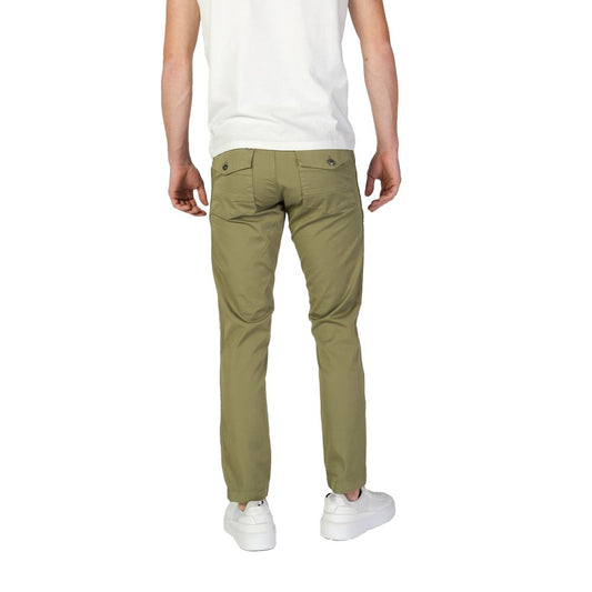 Green Cotton Casual Pants