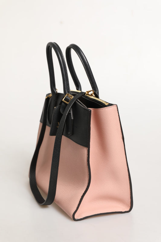 Pink and Black Leather City Steamer Leather Handbag