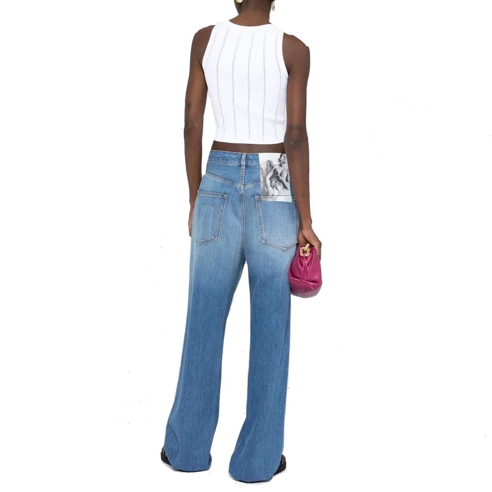 Blue Cotton High-Waisted Jean