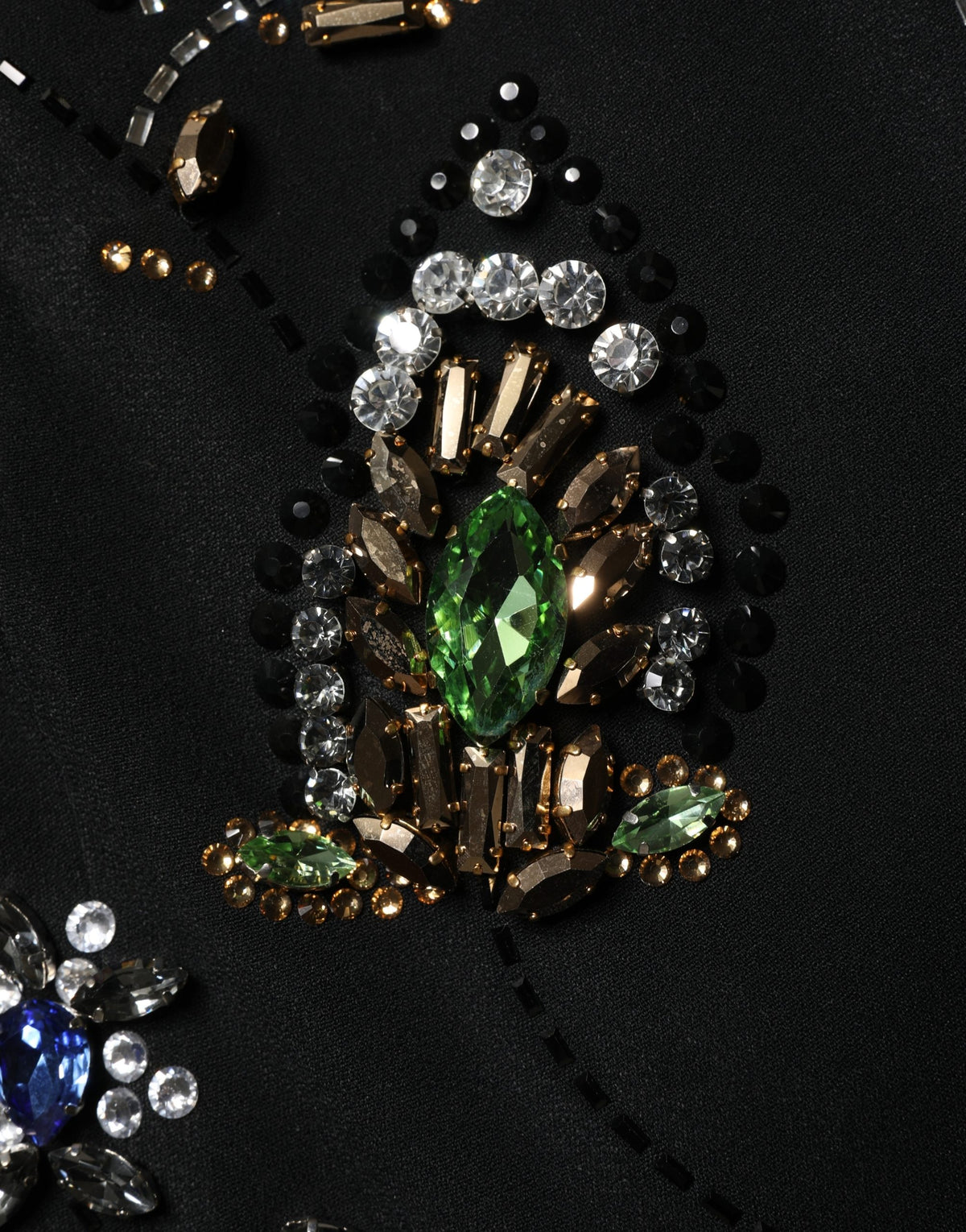 Black Sleeveless Floral Bead Embellishments Dress