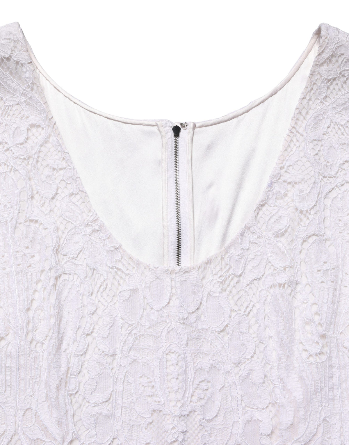 White Floral Lace Sleeveless Midi Dress